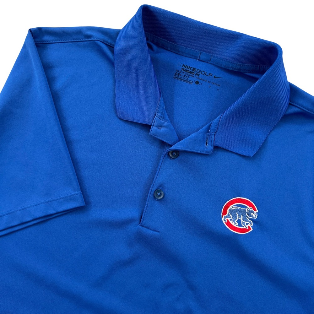 Nike Golf Chicago Cubs Dri-FIT Polo Shirt Blue Mens Large Baseball Gameday